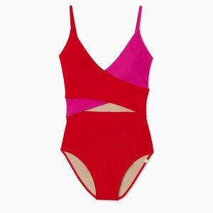 SUMMERSALT The Sea Breeze Cutout One-Piece Swimsuit in Red and Pink Size 4